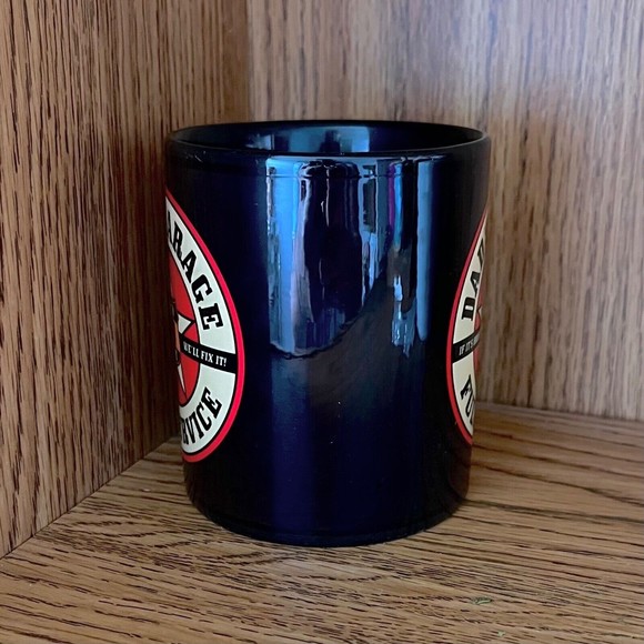 Coffee Mug Dad’s Garage Gloss Black with Car Repair Shop Logo - Picture 2 of 7